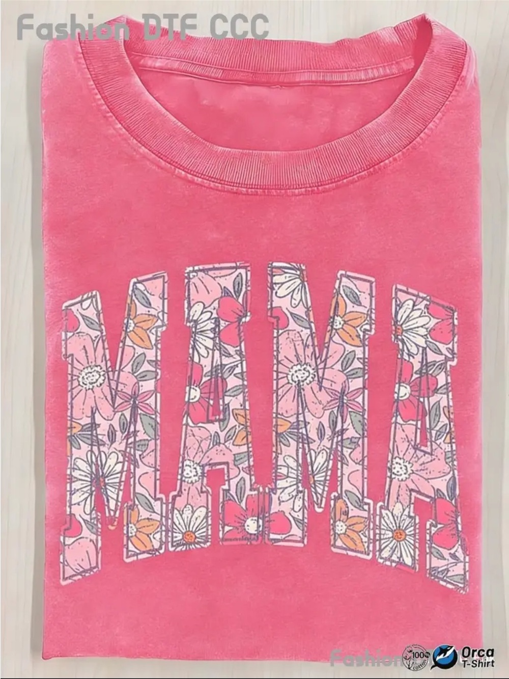 NWOT Pink Cotton Tee With “Mama” Floral Graphic, Various Sizes